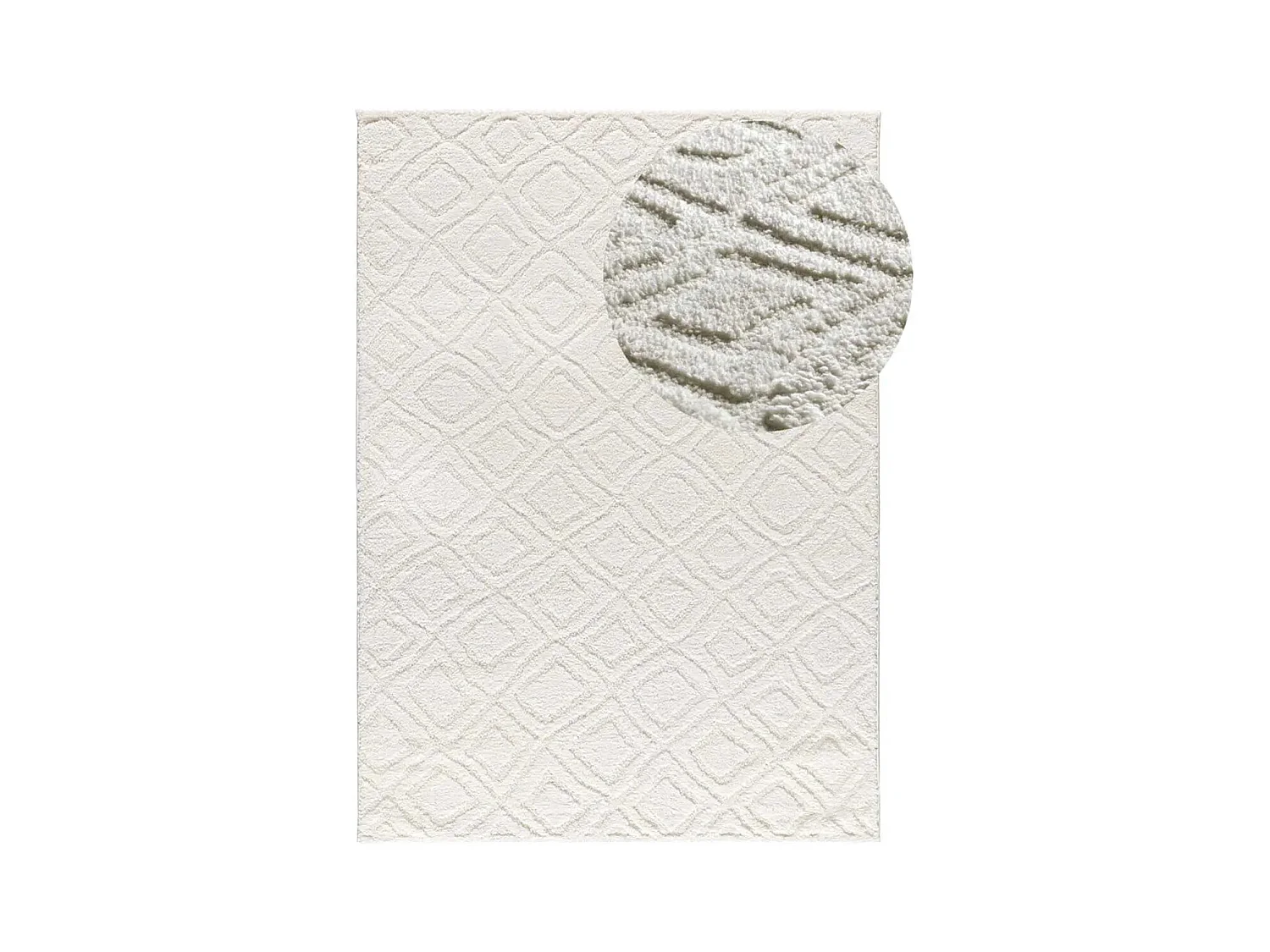 Tapis intérieur - scandinave avec relief - blanc - 126 x 190 cm - JUNO