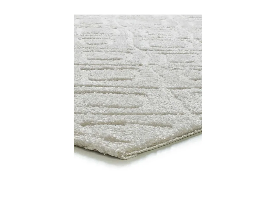 Tapis intérieur - scandinave avec relief - blanc - 126 x 190 cm - JUNO