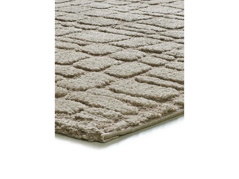 Tapis intérieur - scandinave avec relief - taupe - 126 x 190 cm - JUNO