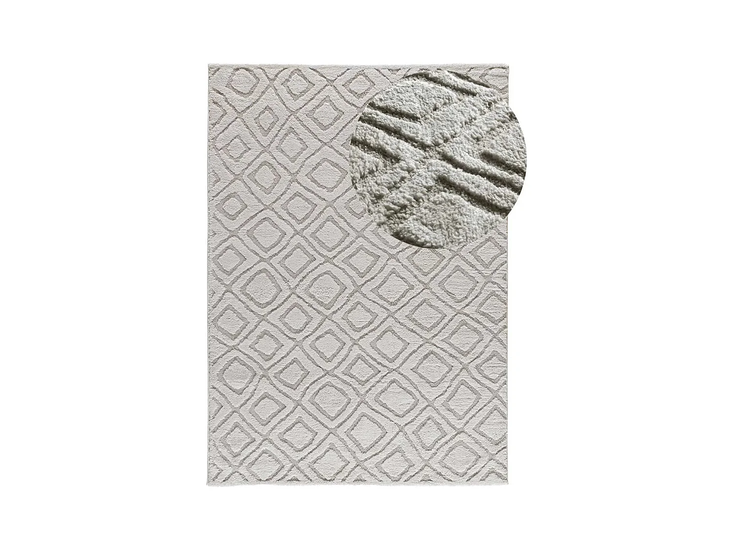 Tapis intérieur - scandinave avec relief - gris - 64 x 120 cm - JUNO