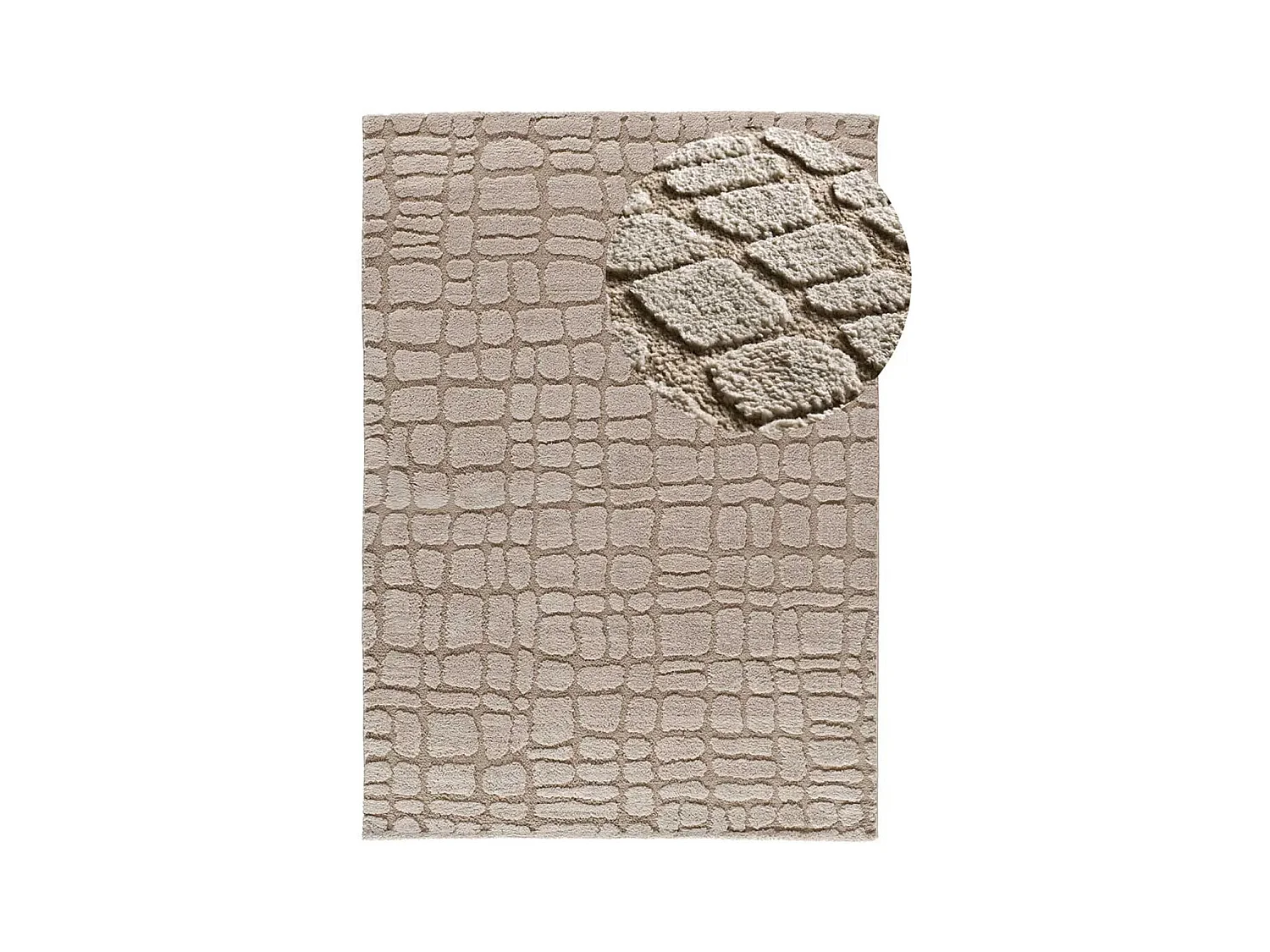 Tapis intérieur - scandinave avec relief - taupe - 64 x 120 cm - JUNO