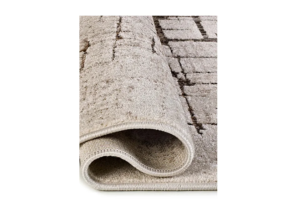 Kurzflorteppich - modern - creme / braun - 160x235 cm - CERES