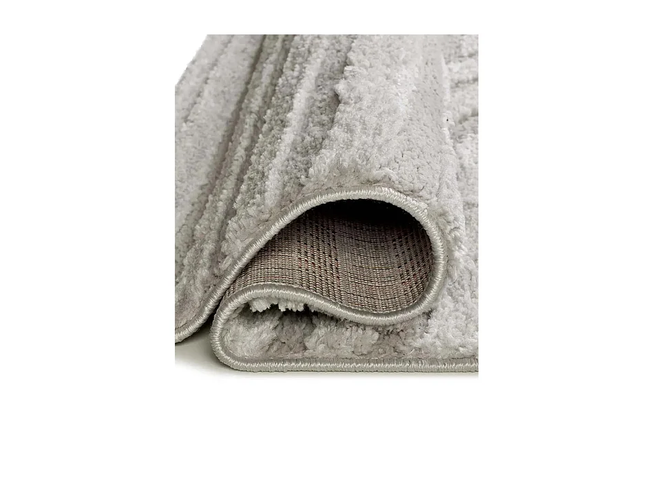 Tapis intérieur - géométrique avec relief - gris - 64 x 120 cm - JUNO