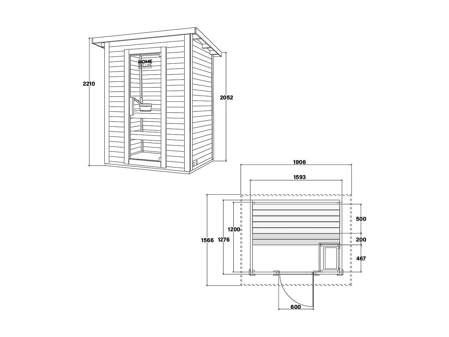 Home Deluxe Cabane de sauna TALO M 191 x 157 x 221 cm