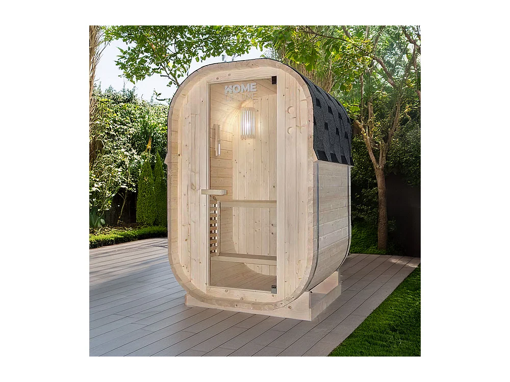 HOME DELUXE Outdoor Sauna CUBE S - Dimensions : environ 194 cm x 120 cm