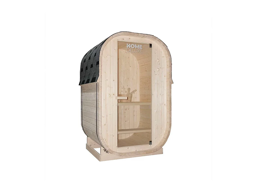 HOME DELUXE Outdoor Sauna CUBE S - Dimensions : environ 194 cm x 120 cm