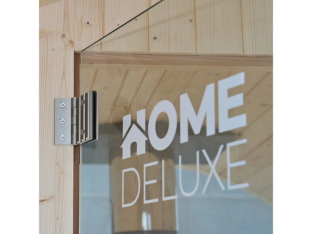 Home Deluxe Sauna à tonneau avec poêle à bois LAGOM DELUXE - Dimensions : environ 210 cm x 240 cm