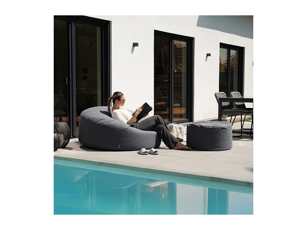 Home Deluxe XXL Outdoor Pouf CLOUD avec tabouret - Anthracite
