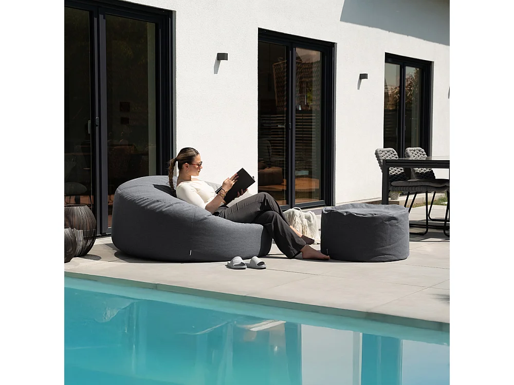 Home Deluxe XXL Outdoor Pouf CLOUD avec tabouret - Anthracite