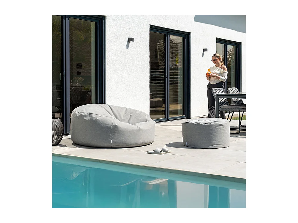 Home Deluxe XXL Outdoor Pouf CLOUD avec tabouret - Gris clair