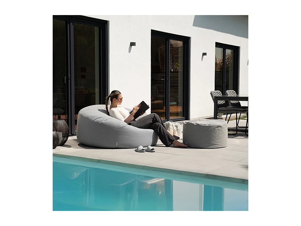 Home Deluxe XXL Outdoor Pouf CLOUD avec tabouret - Gris clair