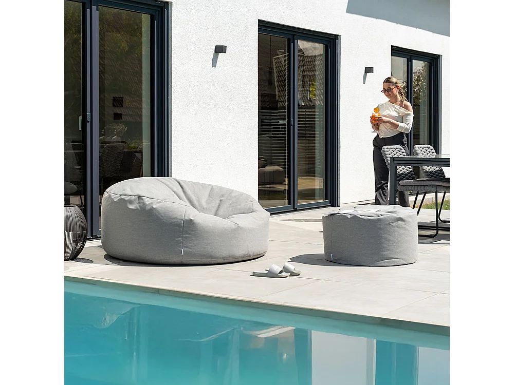 Home Deluxe XXL Outdoor Pouf CLOUD avec tabouret - Gris clair