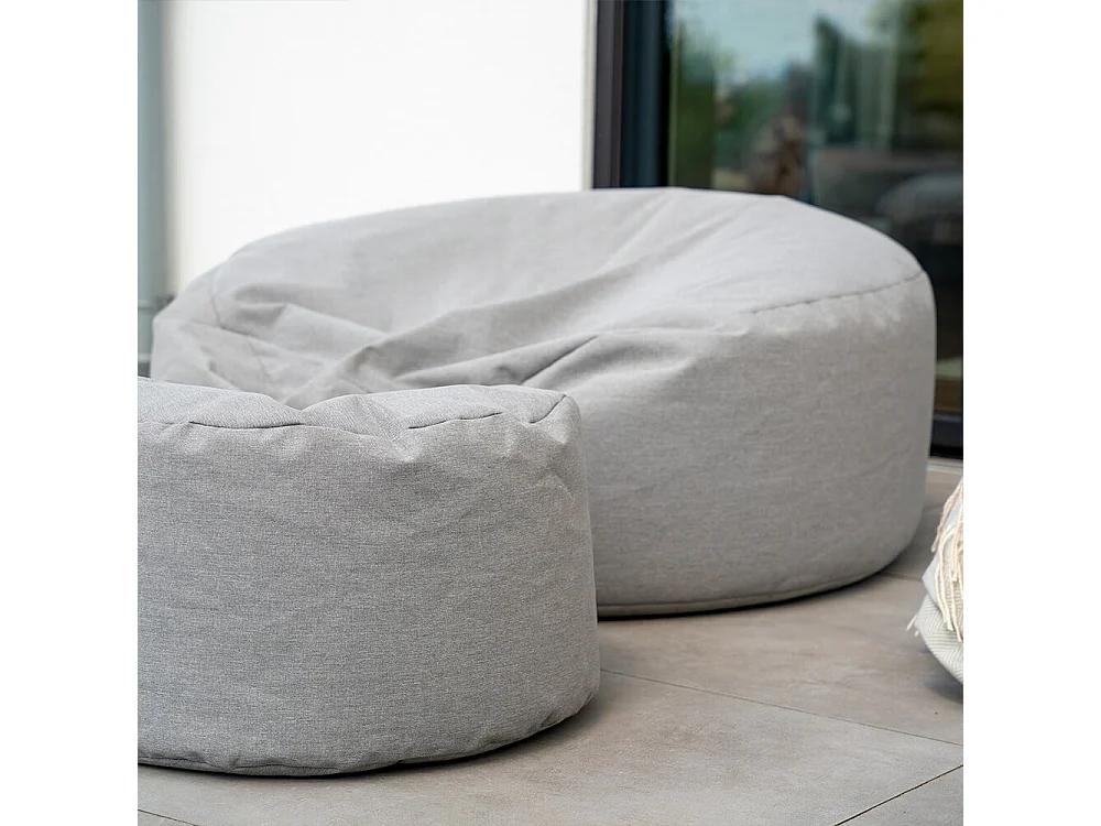 Home Deluxe XXL Outdoor Pouf CLOUD avec tabouret - Gris clair
