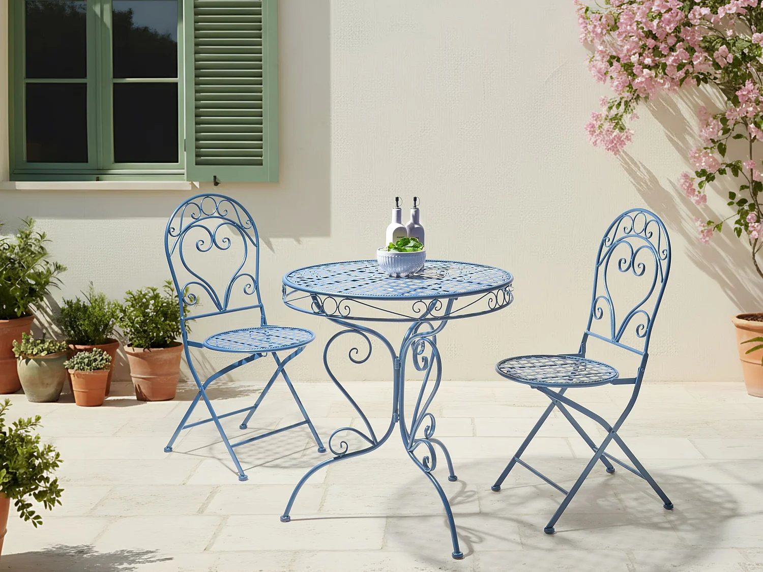 Table bistrot ALBINIA 70 cm 70 cm Métal Bleu