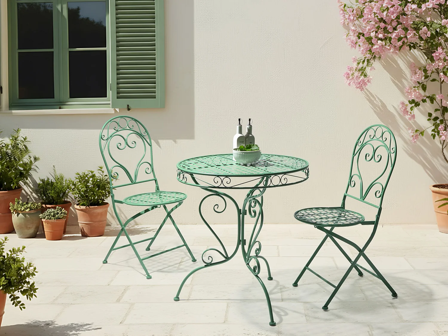 Table bistrot ALBINIA 70 cm 70 cm Métal Vert