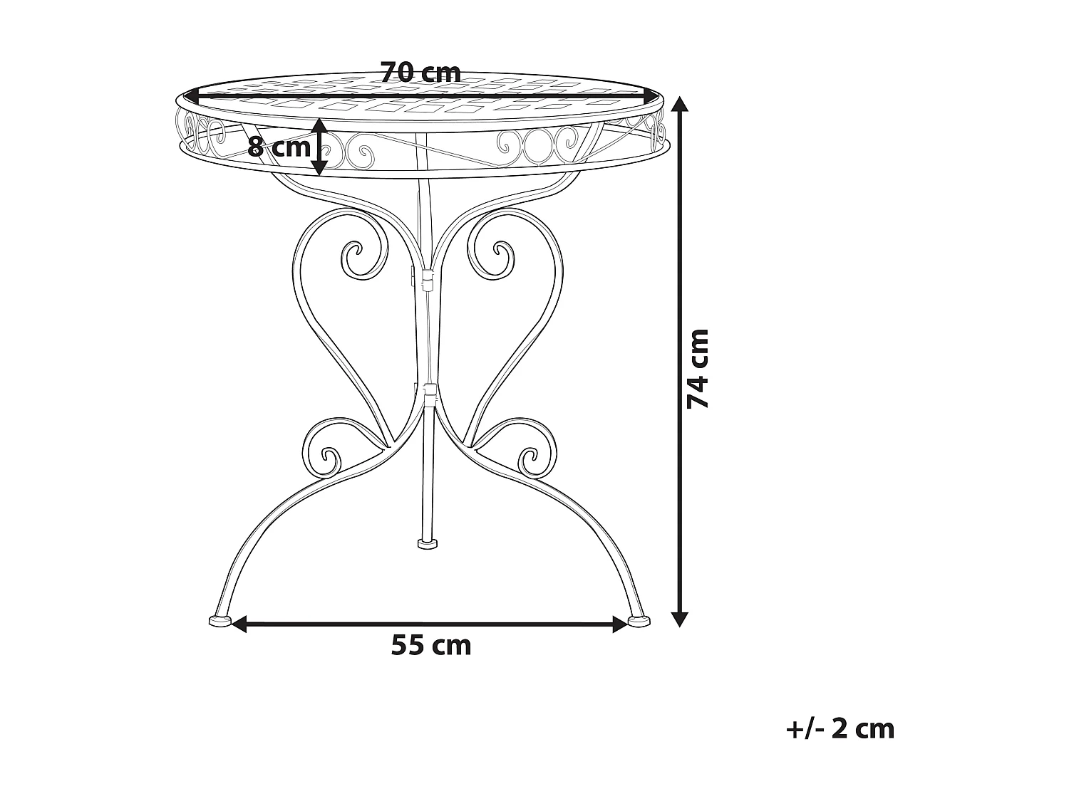 Table bistrot ALBINIA 70 cm 70 cm Métal Vert