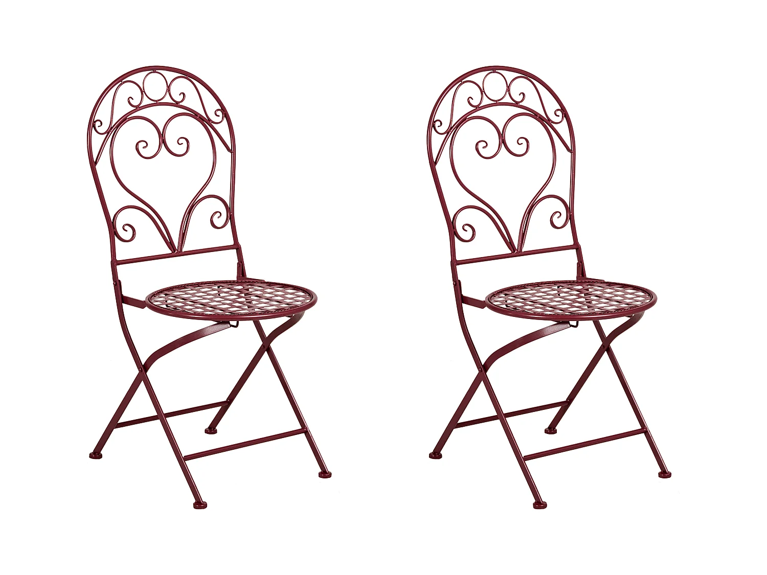 Lot de 2 chaises de jardin ALBINIA Métal Rouge Bordeaux