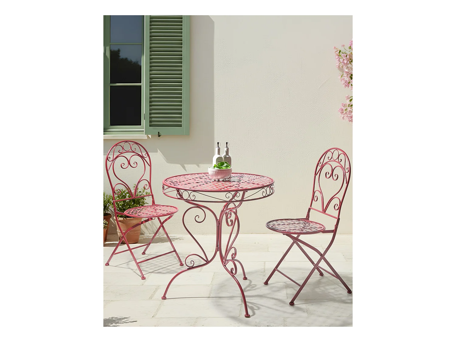 Lot de 2 chaises de jardin ALBINIA Métal Rouge Bordeaux