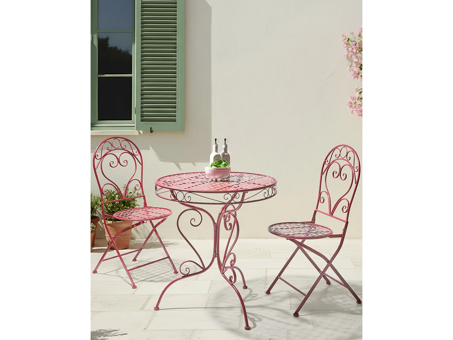 Lot de 2 chaises de jardin ALBINIA Métal Rouge Bordeaux