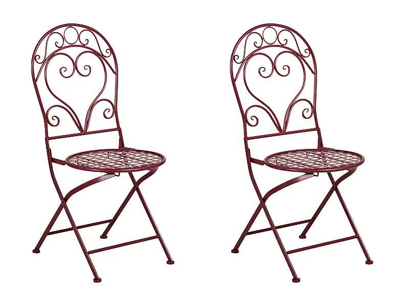 Lot de 2 chaises de jardin ALBINIA Métal Rouge Bordeaux