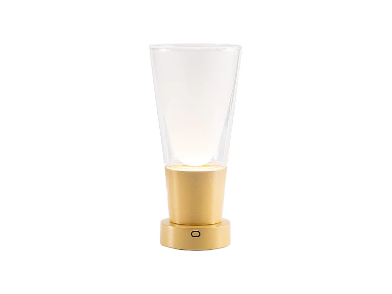 Zafferano Soffio Vase - Wiederaufladbare IP65-LED-Tischlampe mit Vasenfunktion, Touch-Dimmer, klarem Glas und goldenem Sockel - 10 Stunden Akkulaufzeit
