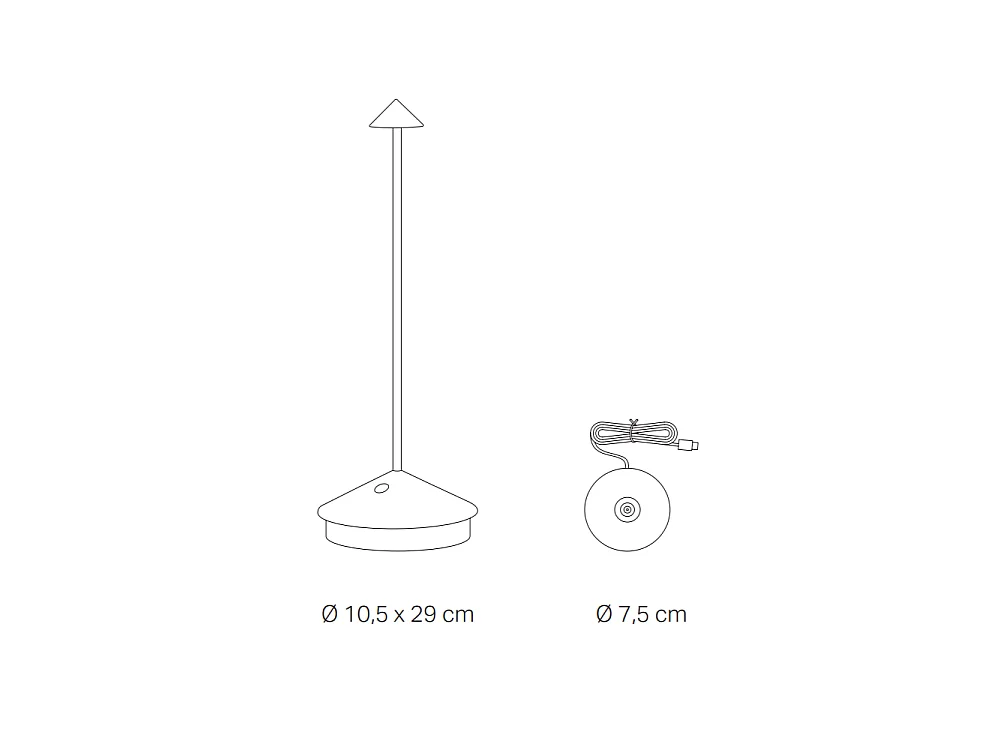 Pina Pro Gold wiederaufladbare und dimmbare LED-Tischlampe - 2,2 W, 2200-2700-3000 K, IP54