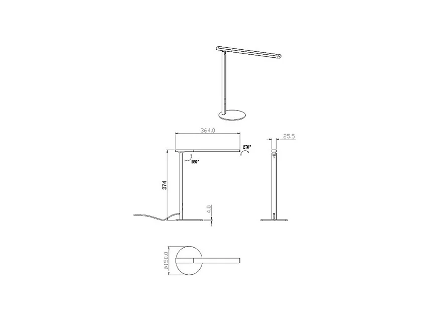 Idéal - Lampe de table Fabas Luce noire - LED 10W intégrée, tactile, dimmable, CCT (3000K 4000K 5000K 6000K)