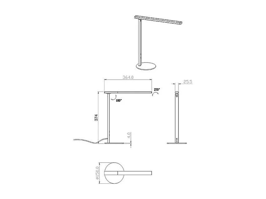 Idéal - Lampe de table Fabas Luce noire - LED 10W intégrée, tactile, dimmable, CCT (3000K 4000K 5000K 6000K)