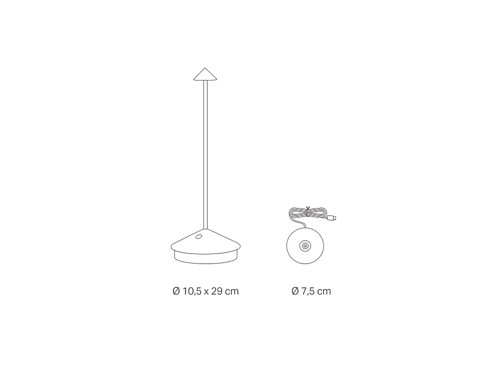 Lampe de table LED rechargeable et réglable Pina Pro Titanium - 2,2 W, 2 200-2 700-3000K, IP54