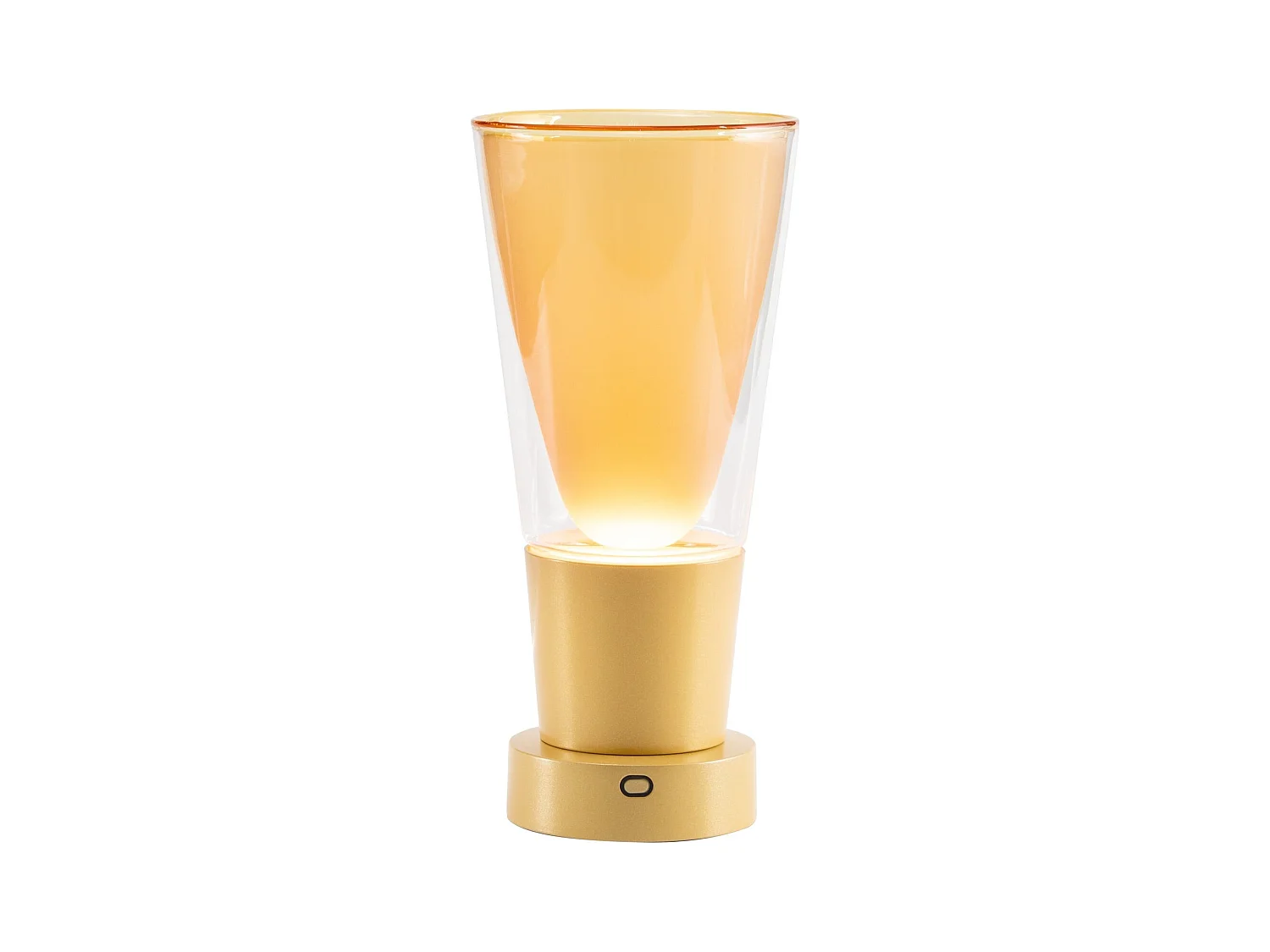 Vase Zafferano Soffio - Lampe de table LED rechargeable IP65 avec fonction vase, variateur tactile, verre ambré et base dorée - Autonomie 10h