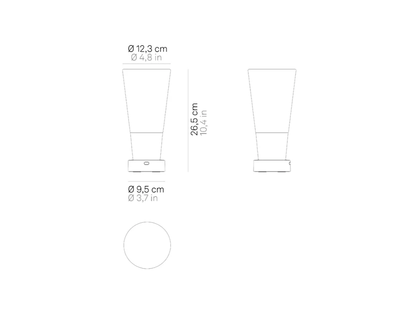 Vase Zafferano Soffio - Lampe de table LED rechargeable IP65 avec fonction vase, variateur tactile, verre ambré et base dorée - Autonomie 10h