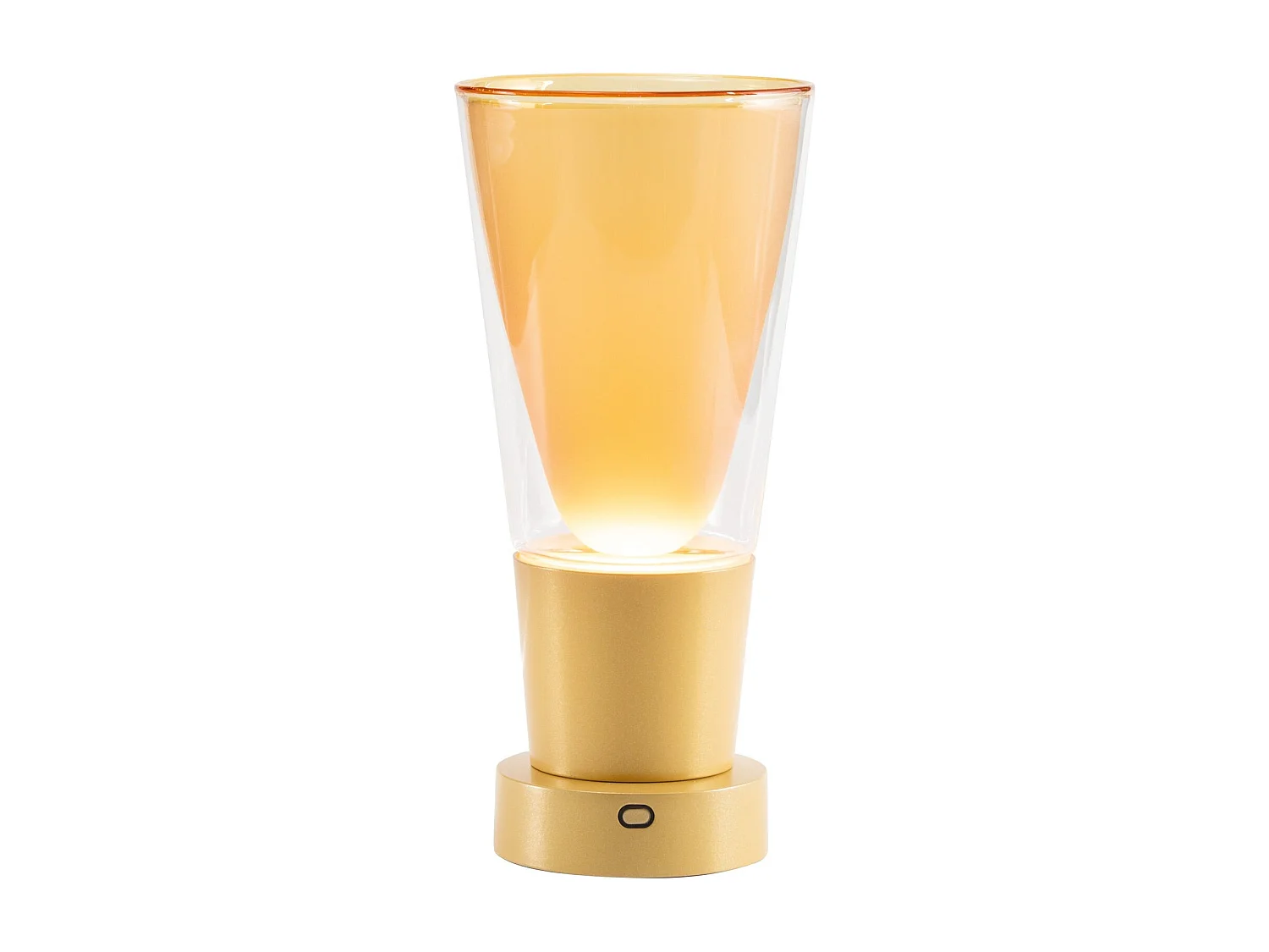 Zafferano Soffio Vase - Lampe de table LED rechargeable IP65 avec fonction vase, variateur tactile, verre ambré et base dorée - Autonomie 10 h