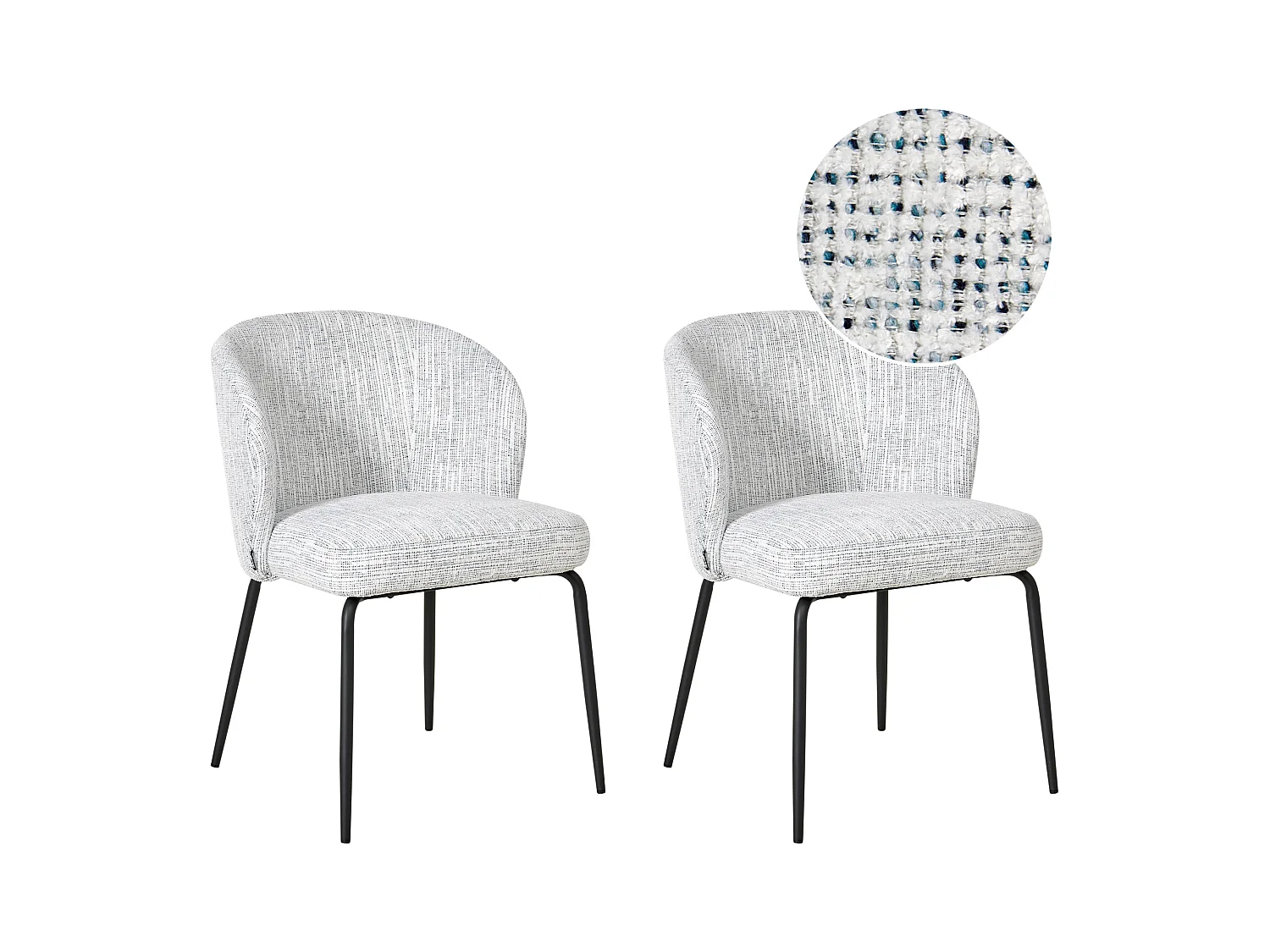 Lot de 2 chaises de salle à manger ZANA Tissu Blanc/bleu