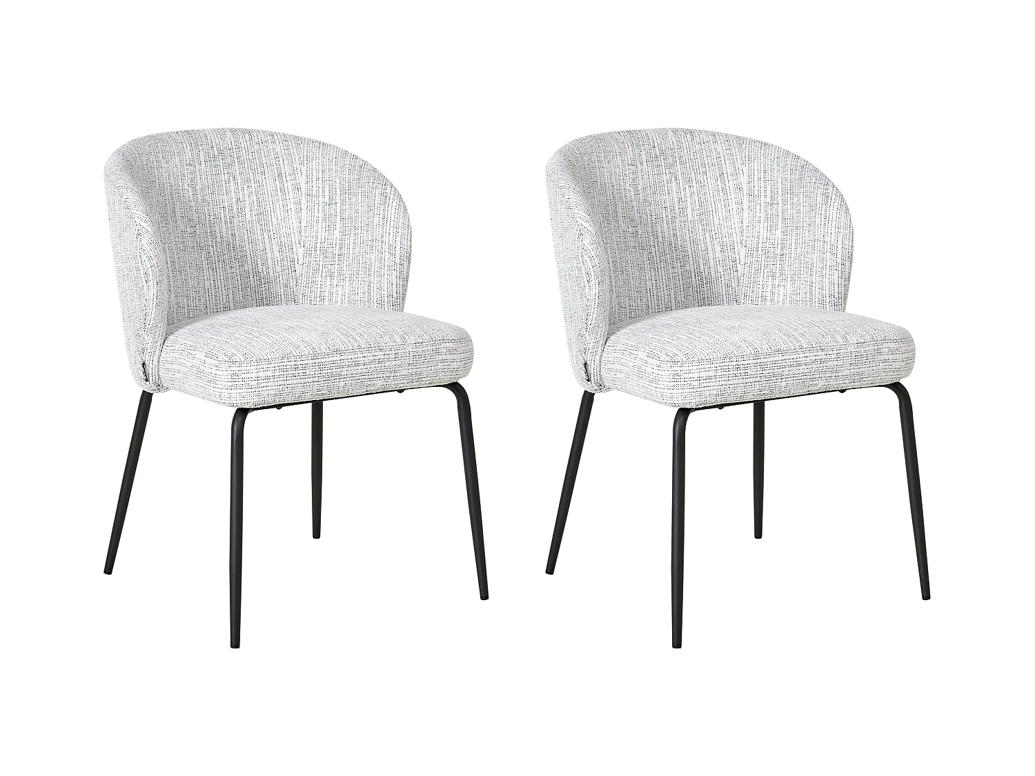 Lot de 2 chaises de salle à manger ZANA Tissu Blanc/bleu