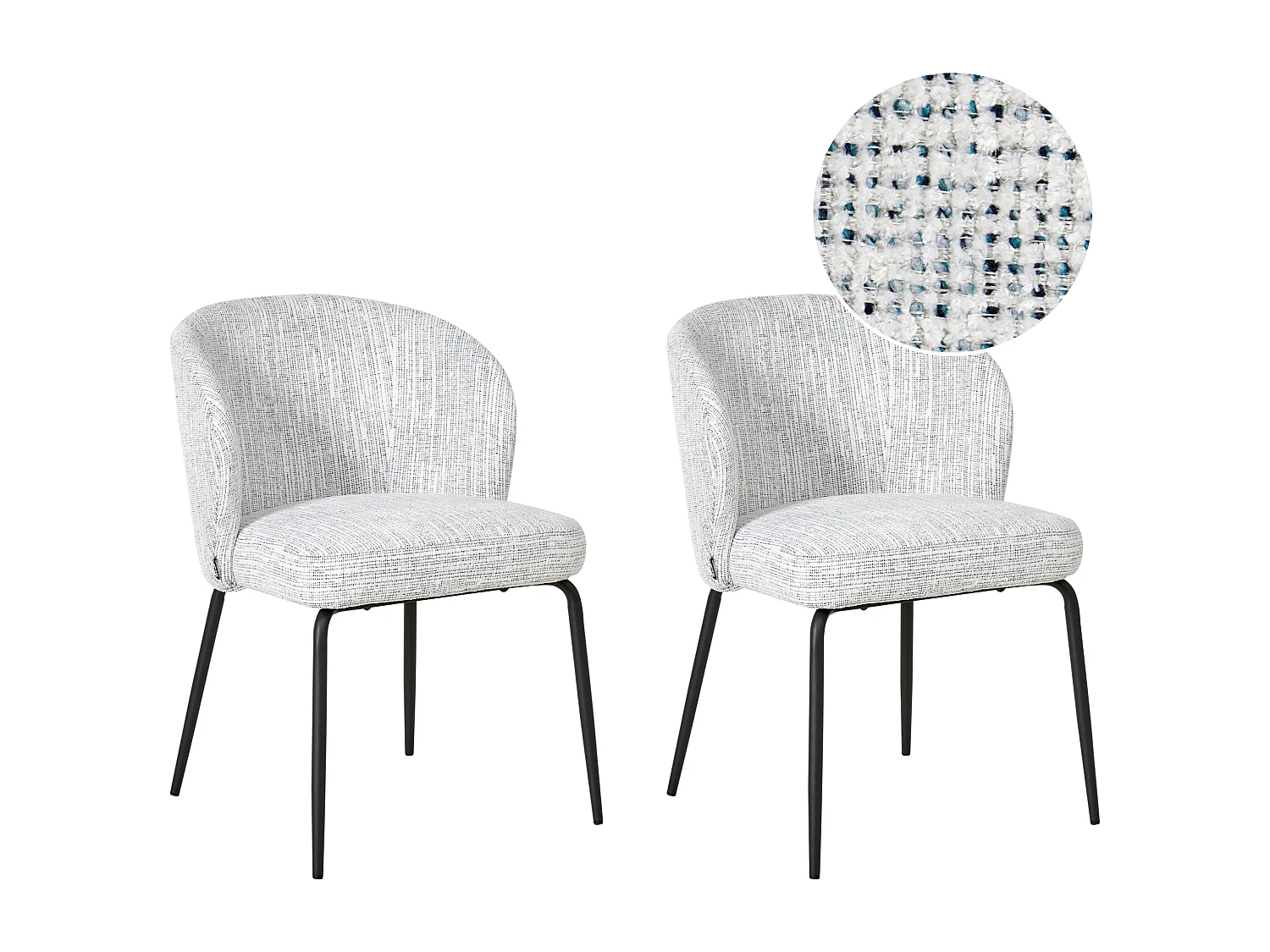Lot de 2 chaises de salle à manger ZANA Tissu Blanc/bleu