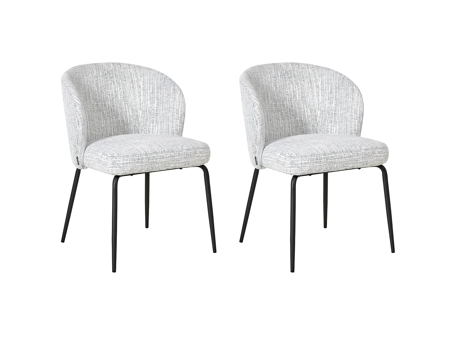 Lot de 2 chaises de salle à manger ZANA Tissu Blanc/bleu