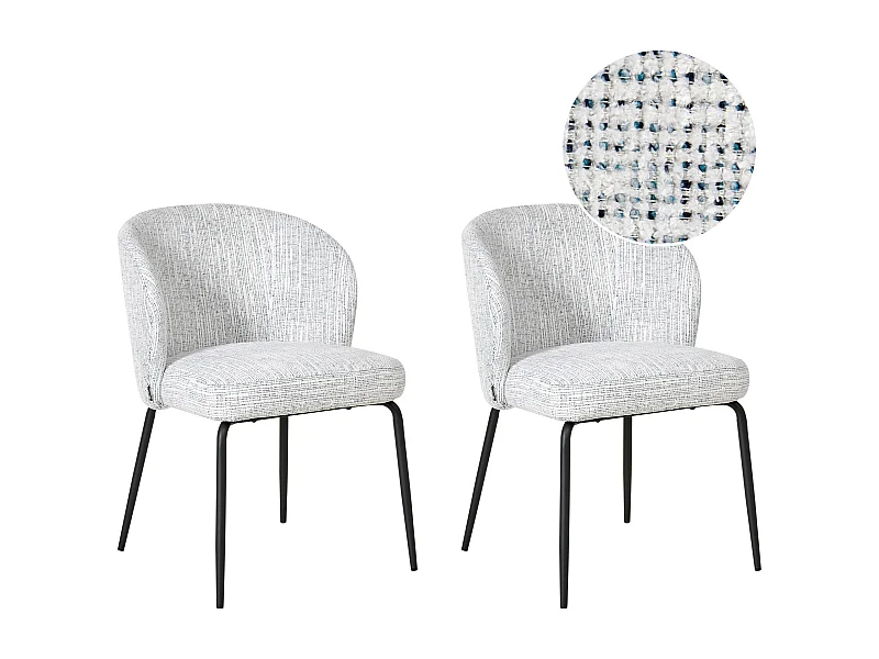 Lot de 2 chaises de salle à manger ZANA Tissu Blanc/bleu