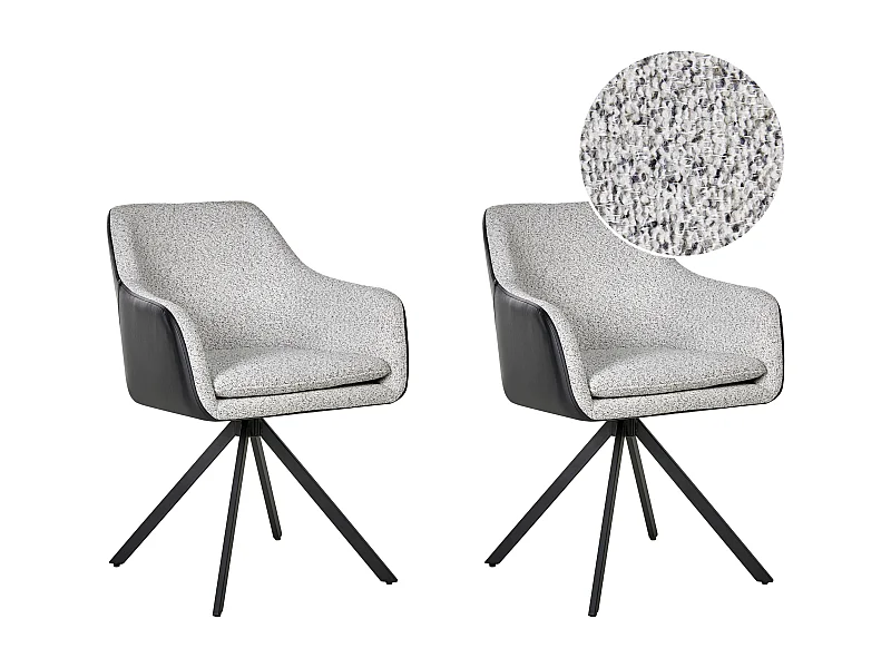 Lot de 2 chaises de salle à manger LITHIA Tissu Noir/blanc