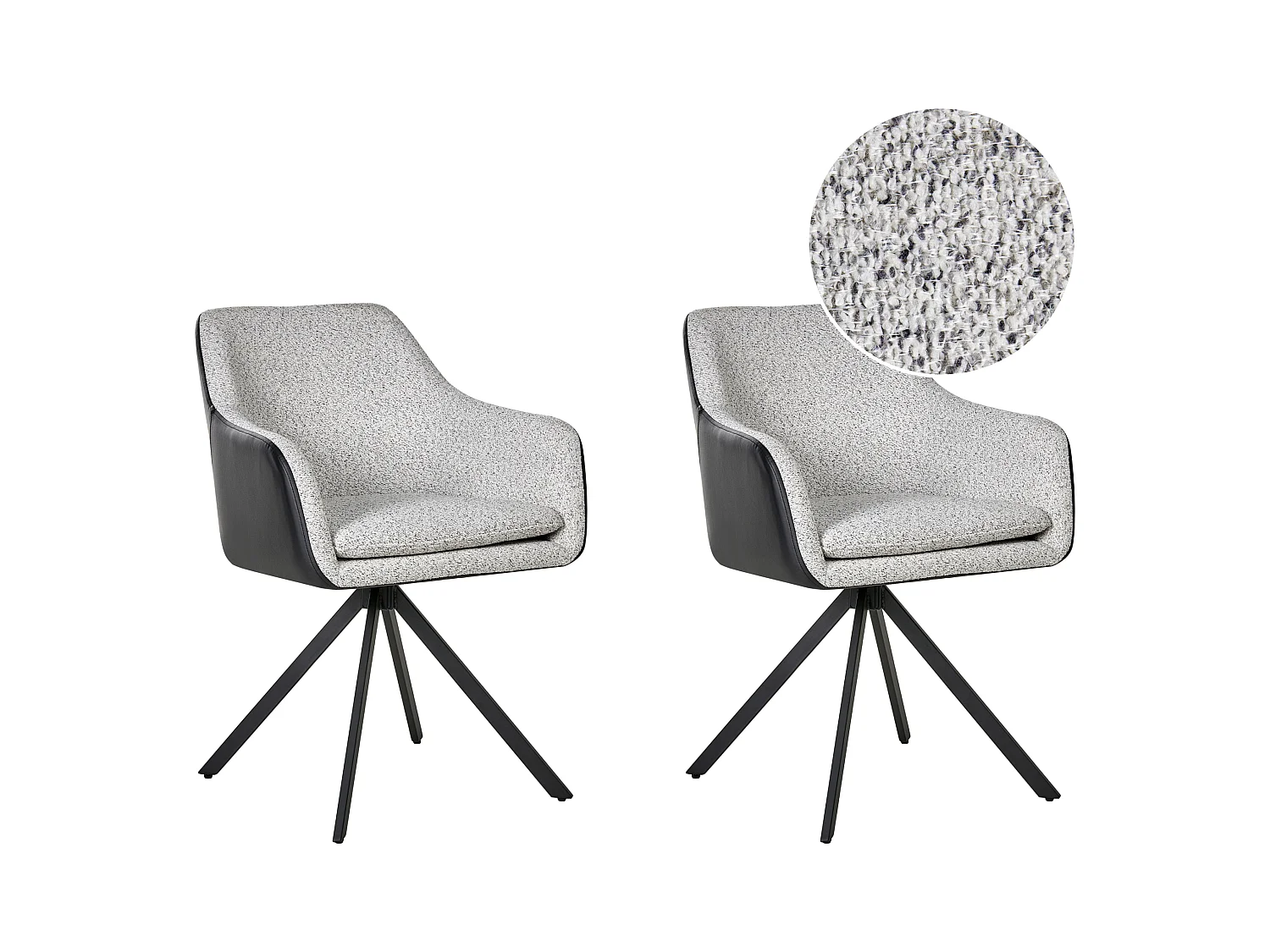 Lot de 2 chaises de salle à manger LITHIA Tissu Noir/blanc