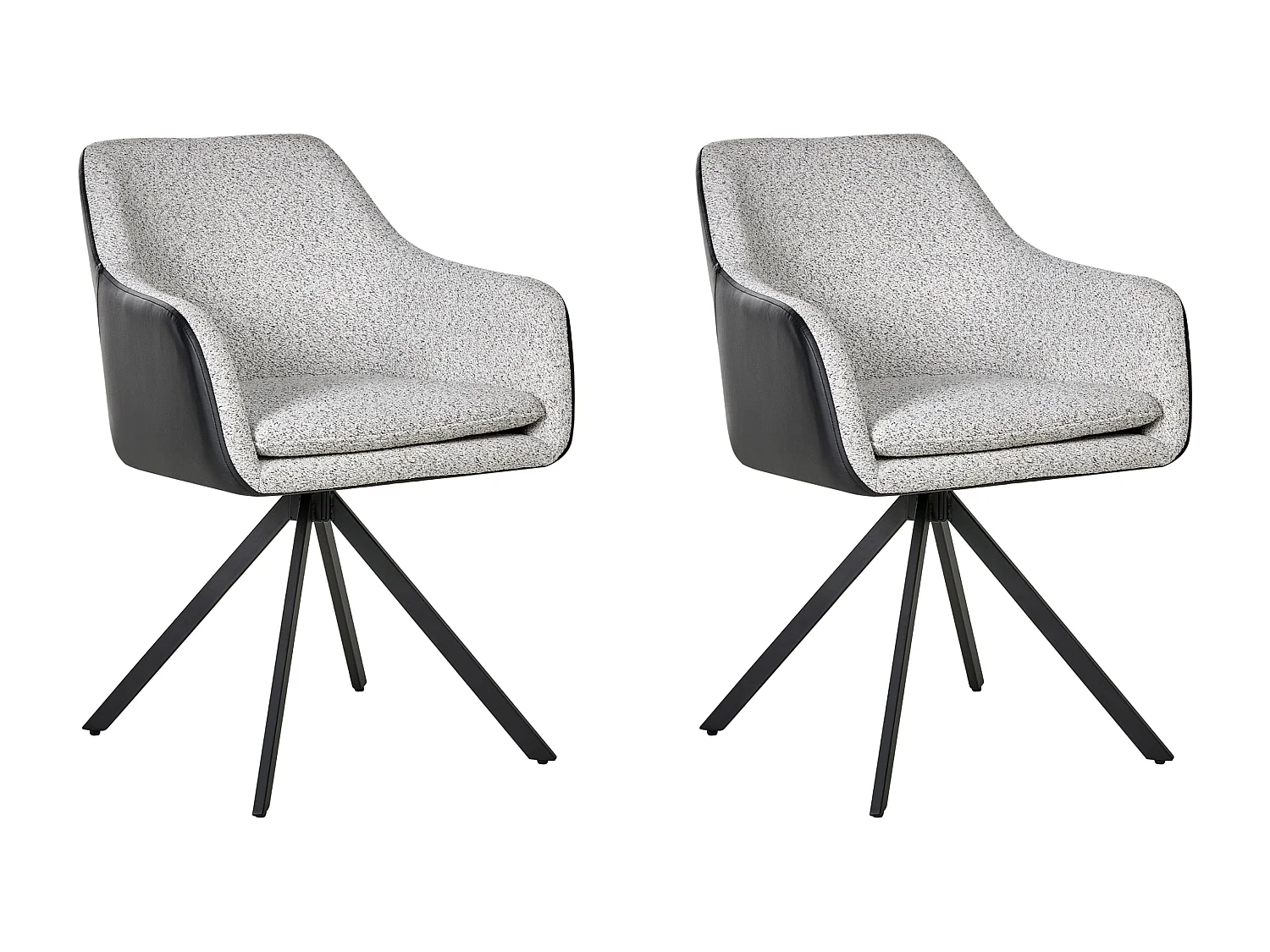 Lot de 2 chaises de salle à manger LITHIA Tissu Noir/blanc