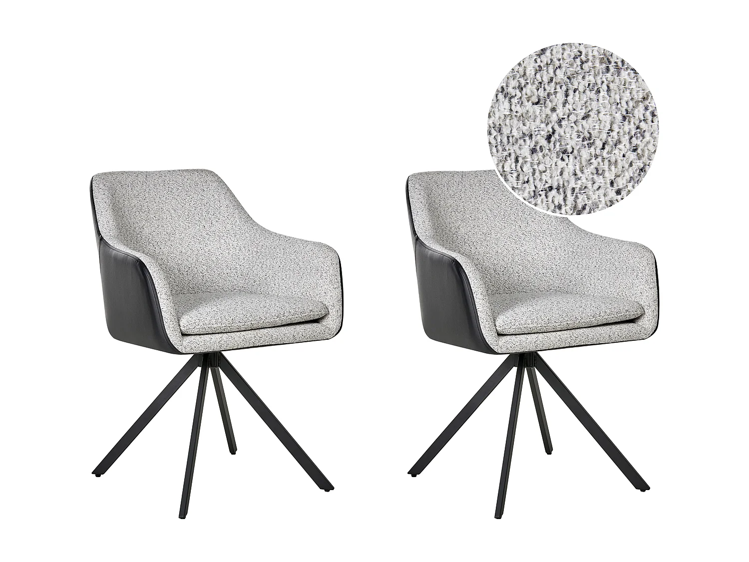 Lot de 2 chaises de salle à manger LITHIA Tissu Noir/blanc