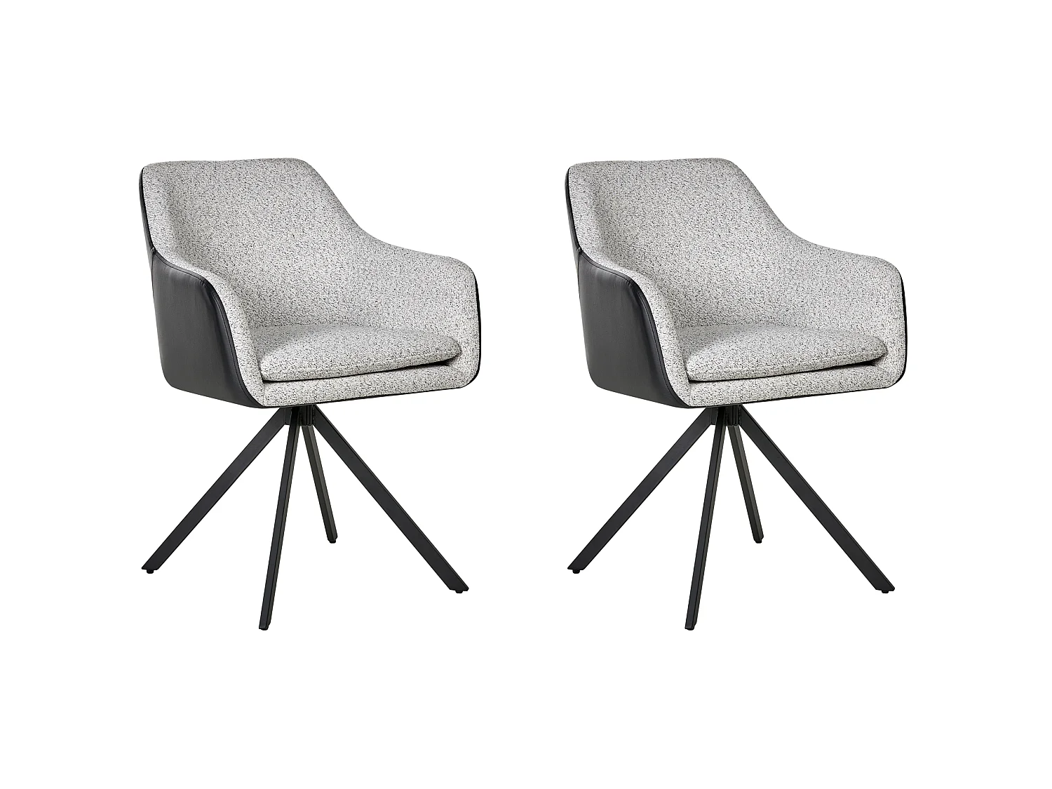 Lot de 2 chaises de salle à manger LITHIA Tissu Noir/blanc