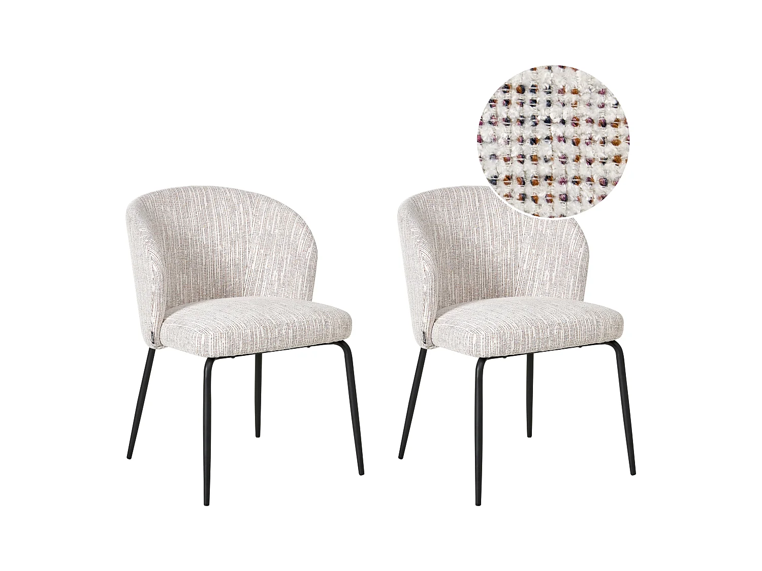 Lot de 2 chaises de salle à manger ZANA Tissu Multicolore