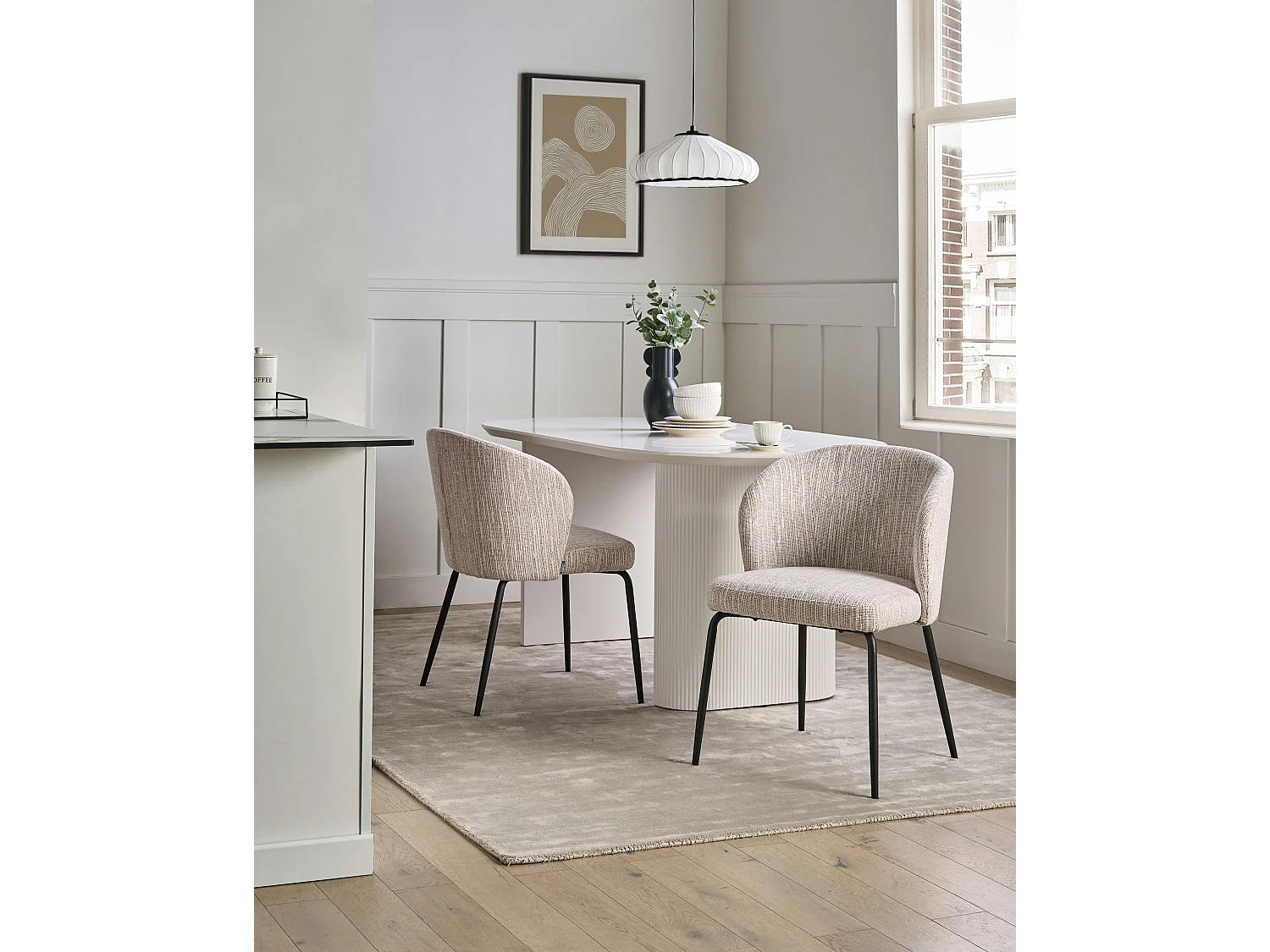 Lot de 2 chaises de salle à manger ZANA Tissu Multicolore