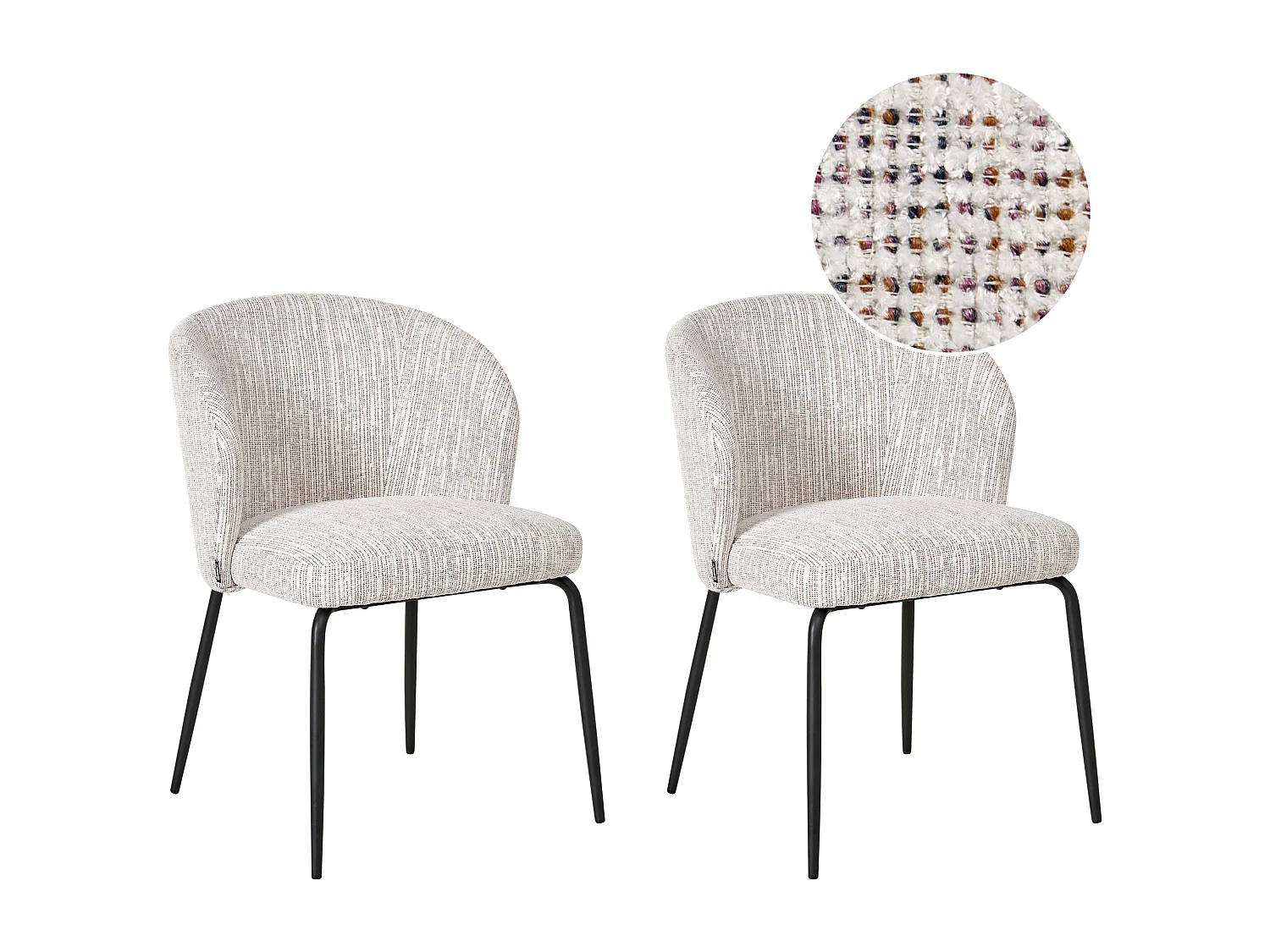 Lot de 2 chaises de salle à manger ZANA Tissu Multicolore