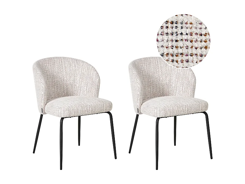 Lot de 2 chaises de salle à manger ZANA Tissu Multicolore