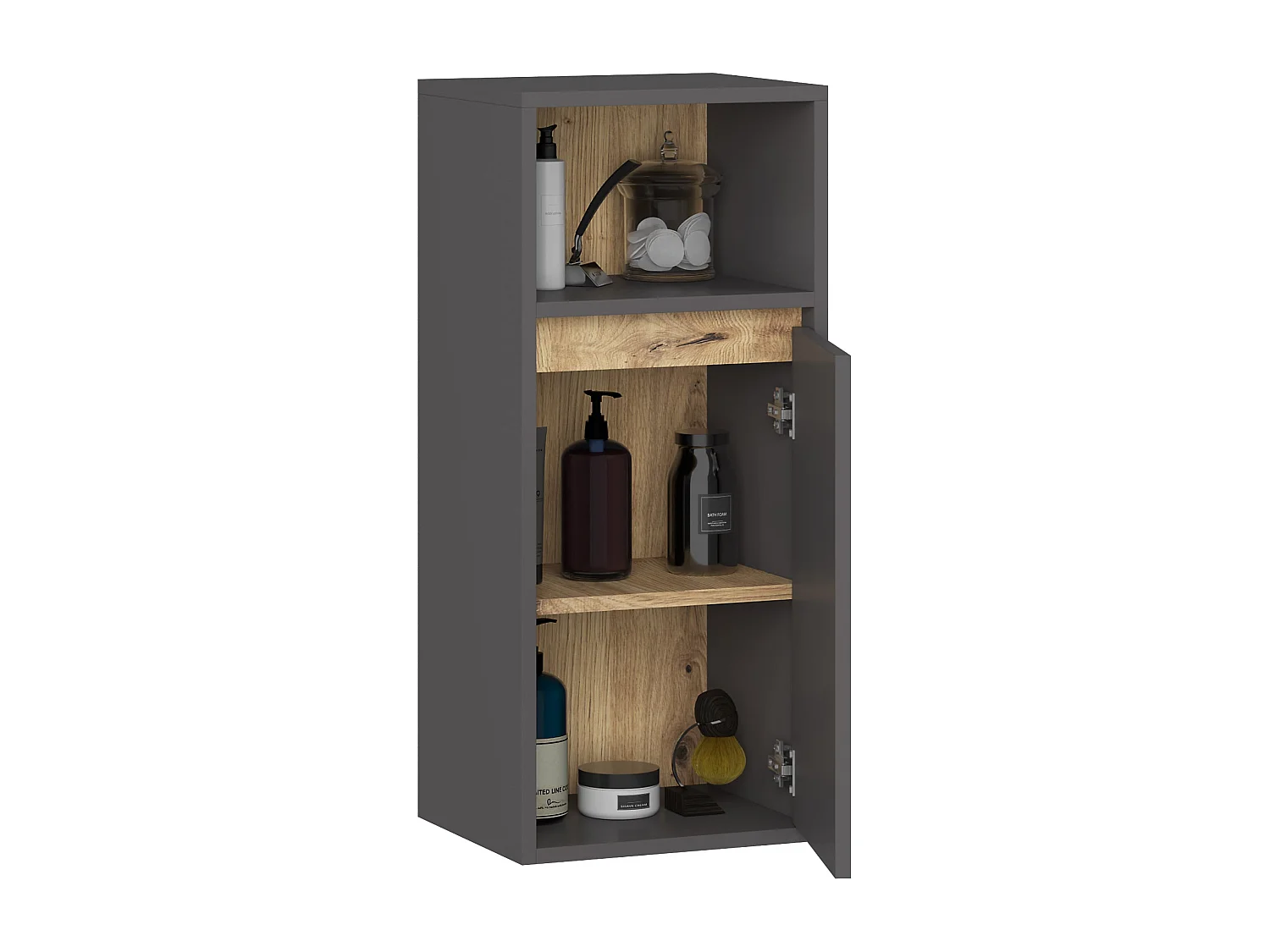 Mobile bagno sospeso VAMI Grigio Grafite, Rovere Artisan 35 cm 1 anta 35x30x80 cm