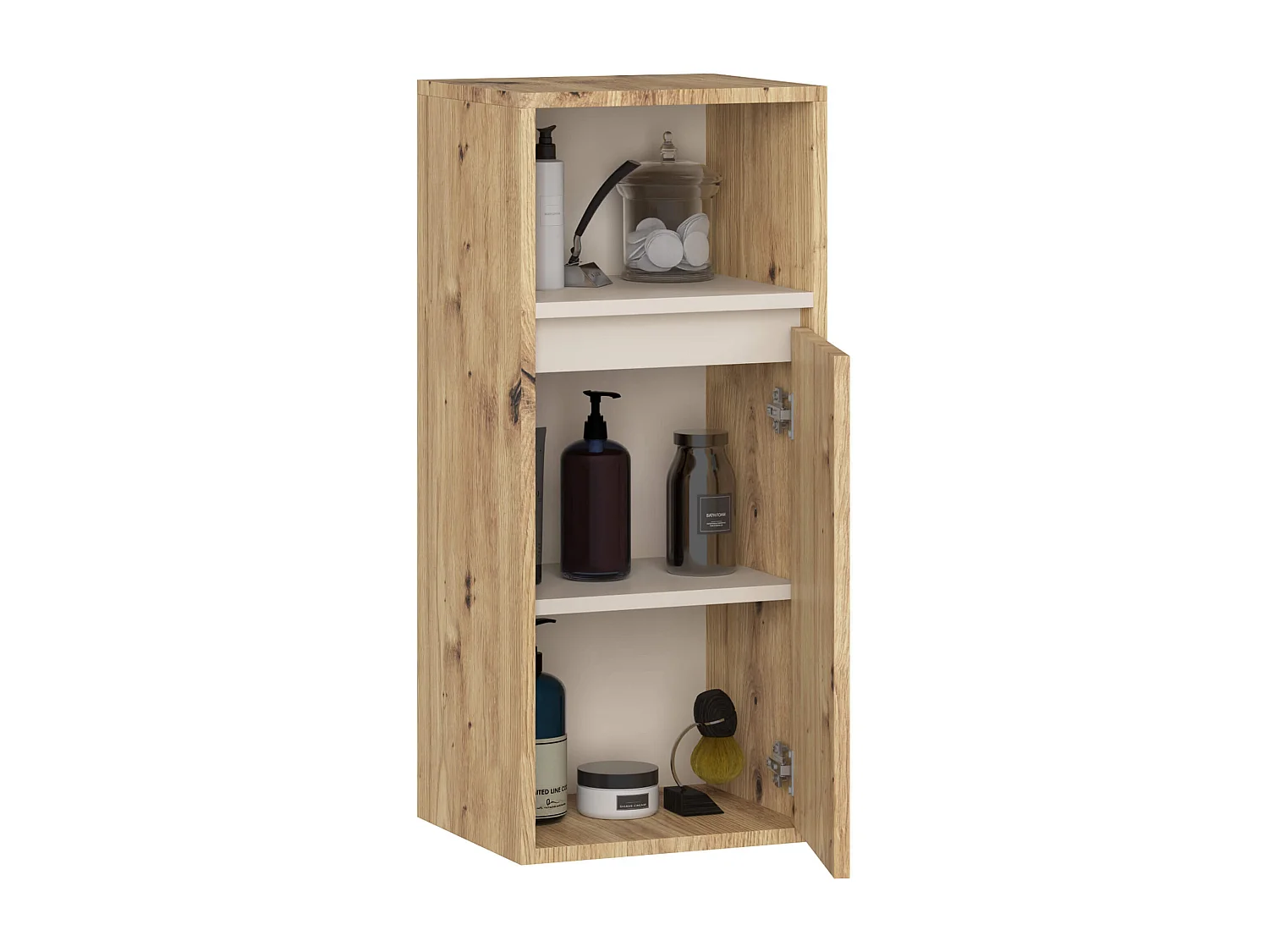 Hangende Badkamerkast VAMI W90 met 1 Deur en 3 Planken / Artisan Eik - Kasjmier / AKORD Furniture Factory / 35x30x80 cm