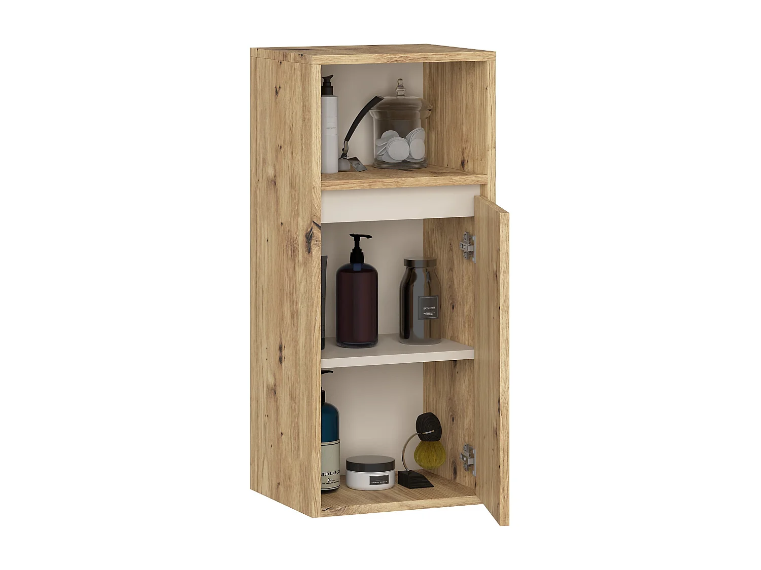 Badezimmer-Hängeschrank VAMI Artisan Eiche, Kaschmir 35 cm 1 Tür 3 Regalböden B35xH80xT30 cm