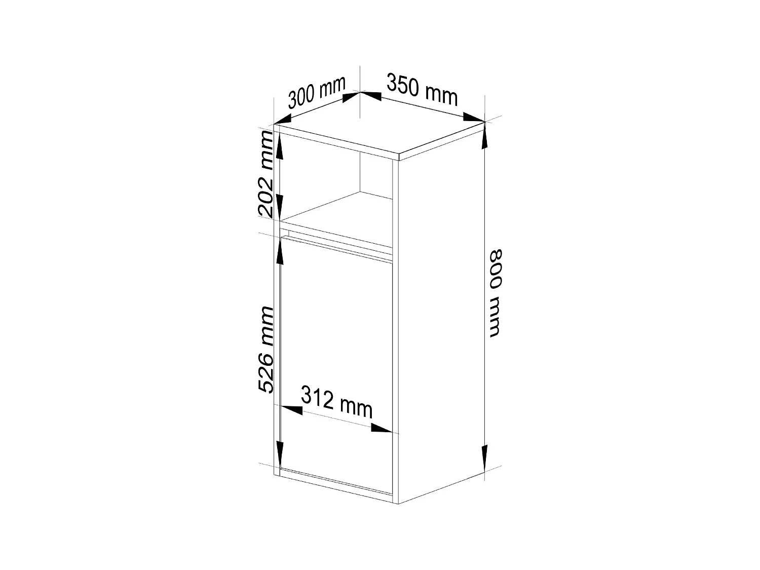 Badezimmer-Hängeschrank VAMI Weiß, Sonoma Eiche 35 cm 1 Tür 3 Regalböden B35xH80xT30 cm